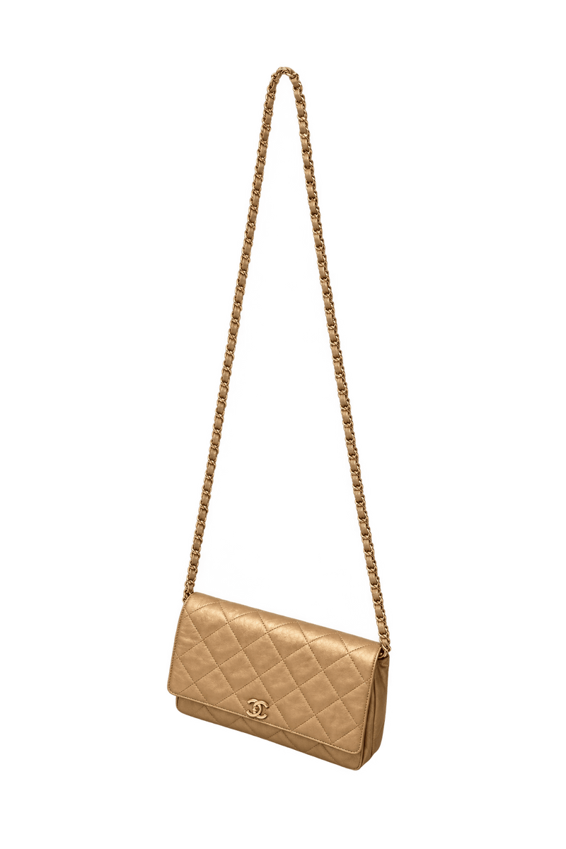 1990s Gold Leather Bag - Front View
