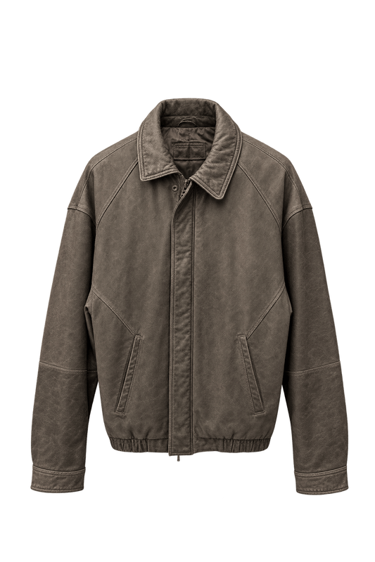 1980s Dark Brown Leather Jacket - Front View