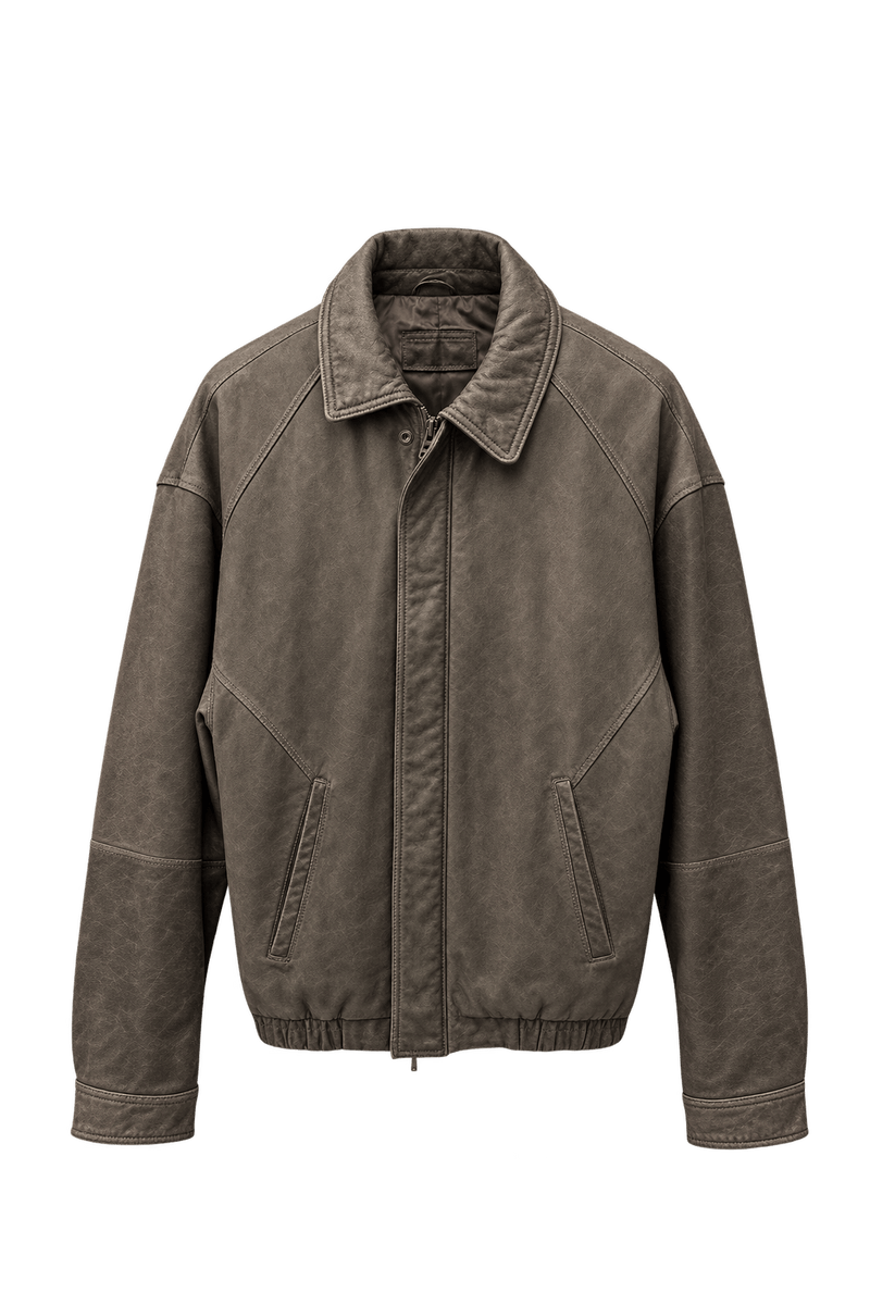 1980s Dark Brown Leather Jacket - Front View
