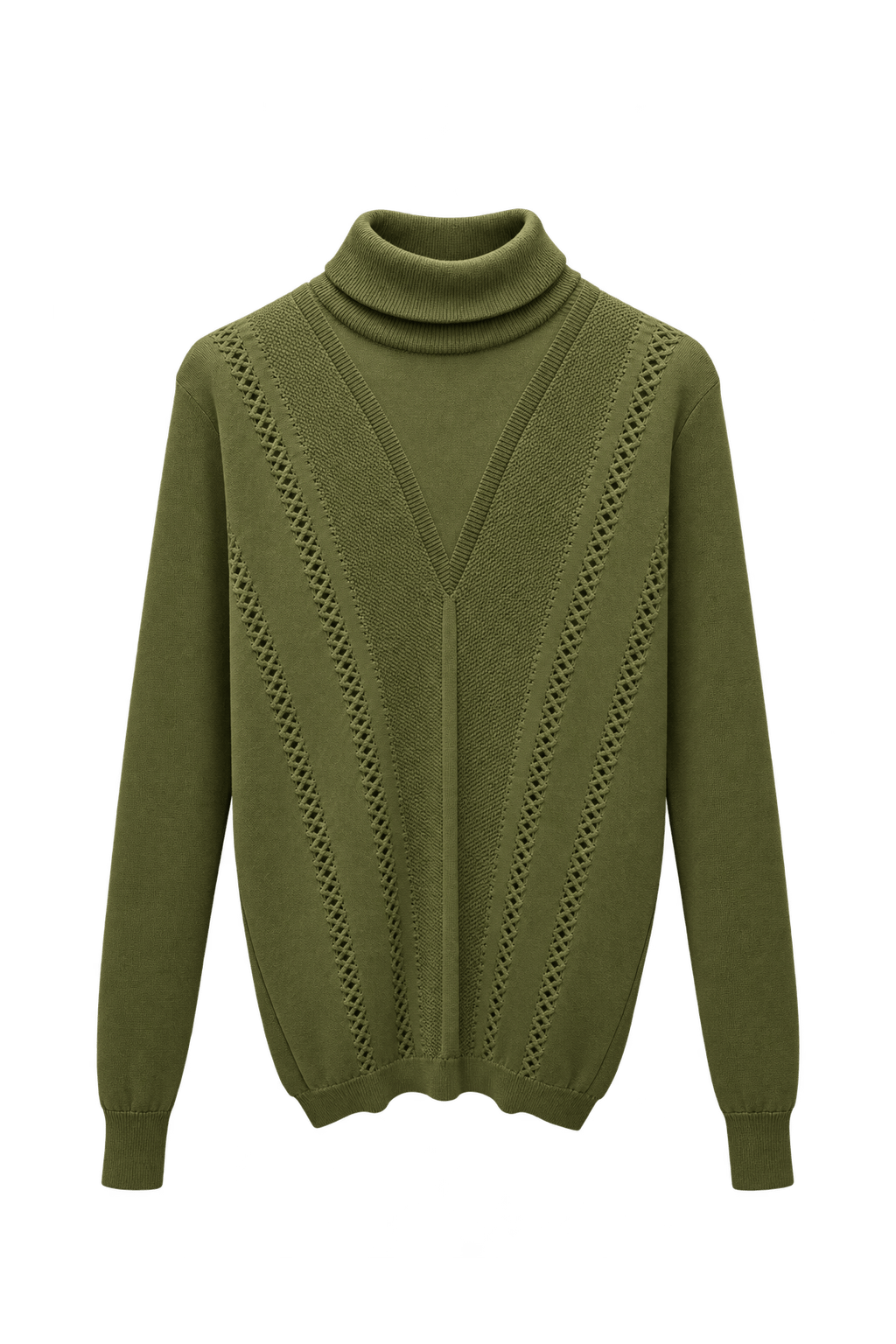 1970s Olive Green Cotton Blend Sweater - Front View