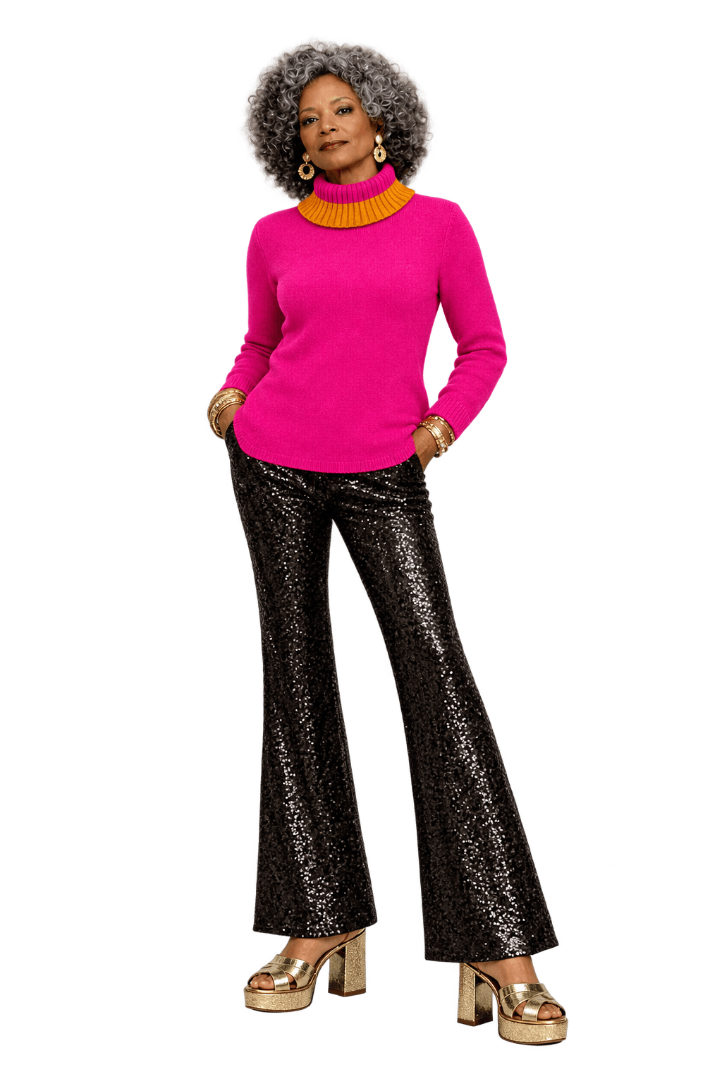 1980s Hot Pink Cotton Blend Sweater - Model