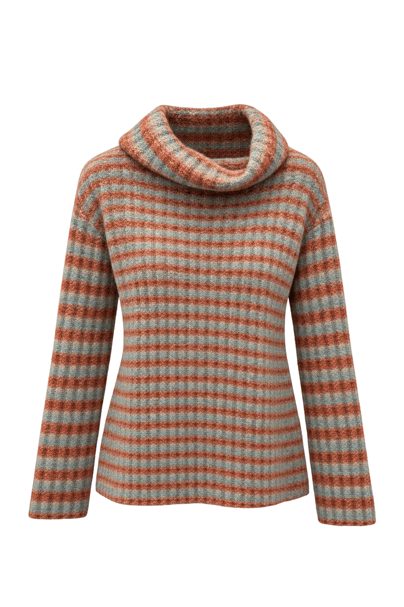 1970s Orange-Brown Wool Blend Sweater - Front View