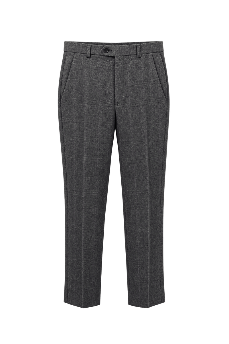 1980s Charcoal Gray Wool Blend Trousers - Front View
