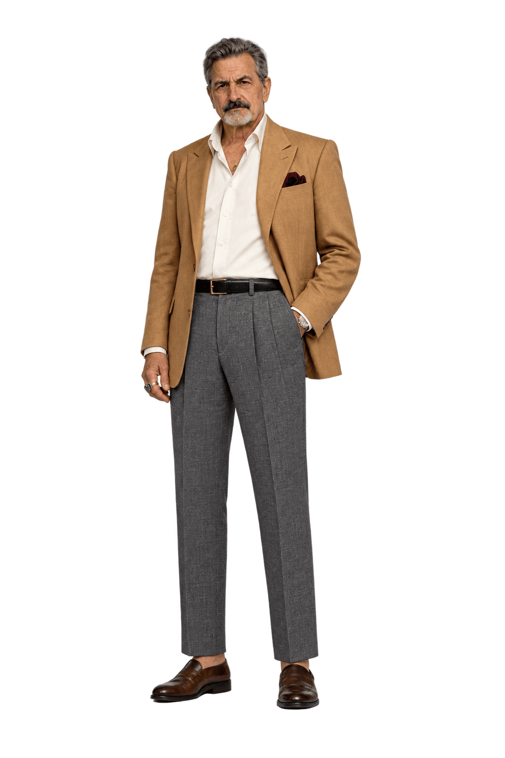 1980s Medium Grey Wool Blend Trousers - Model