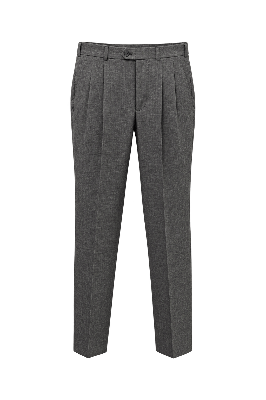 1980s Medium Grey Wool Blend Trousers - Front View