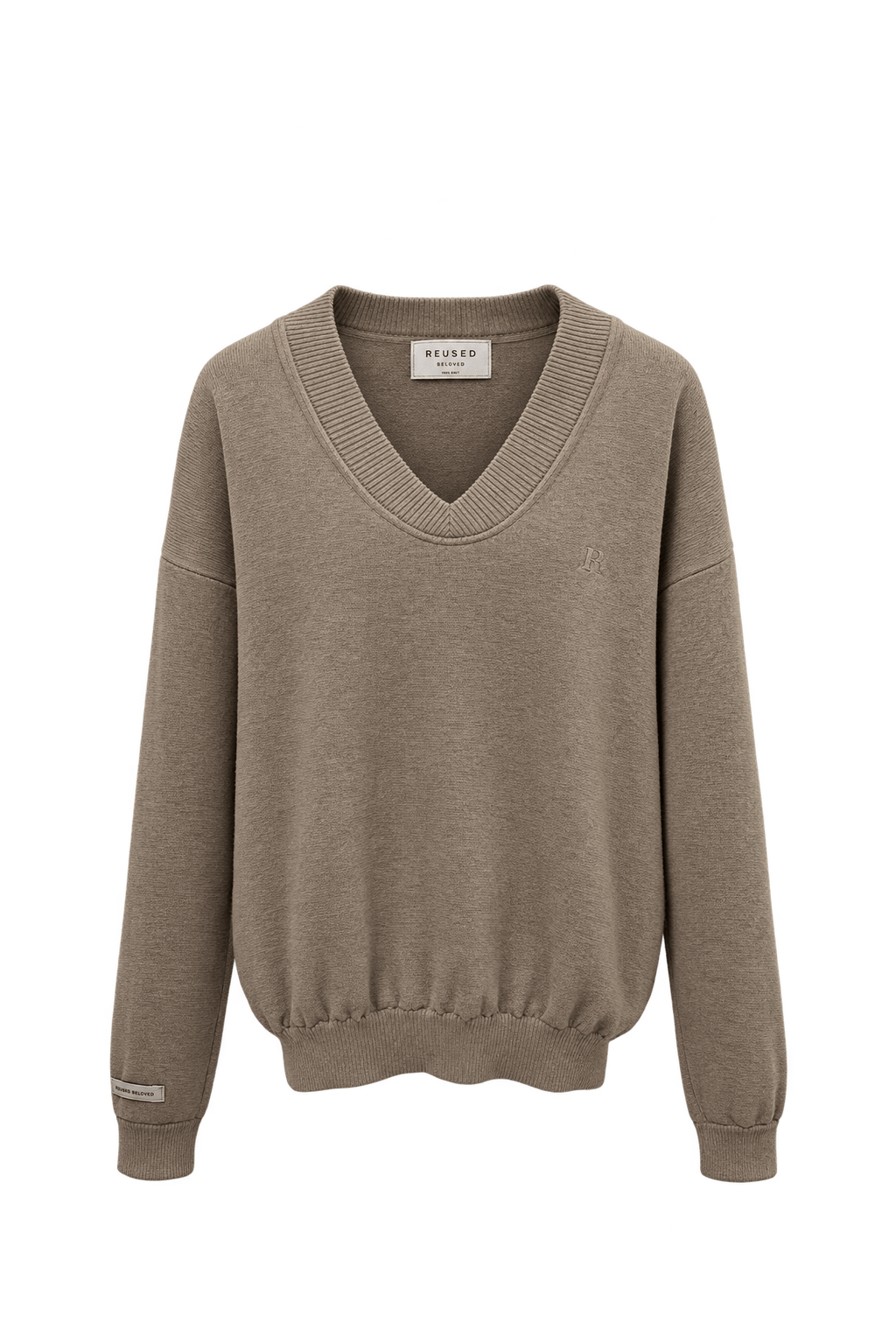 1960s Warm Taupe Beige Knit Sweater - Front View