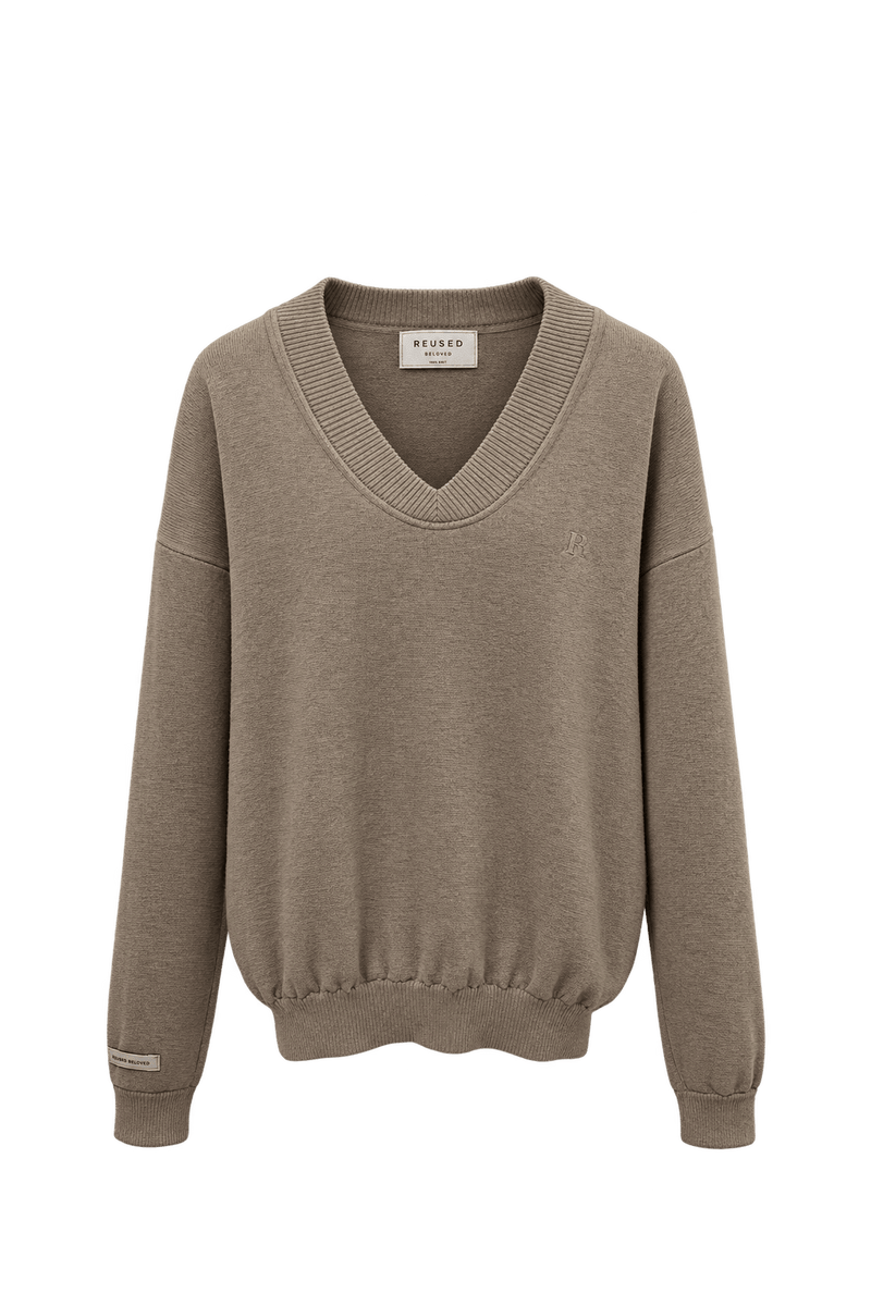 1960s Warm Taupe Beige Knit Sweater - Front View
