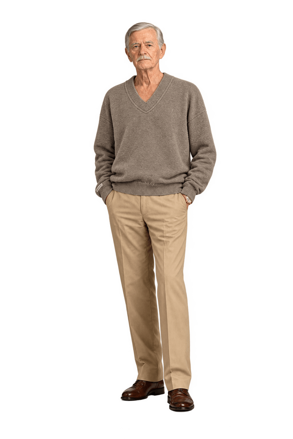 1960s Warm Taupe Beige Knit Sweater - Model