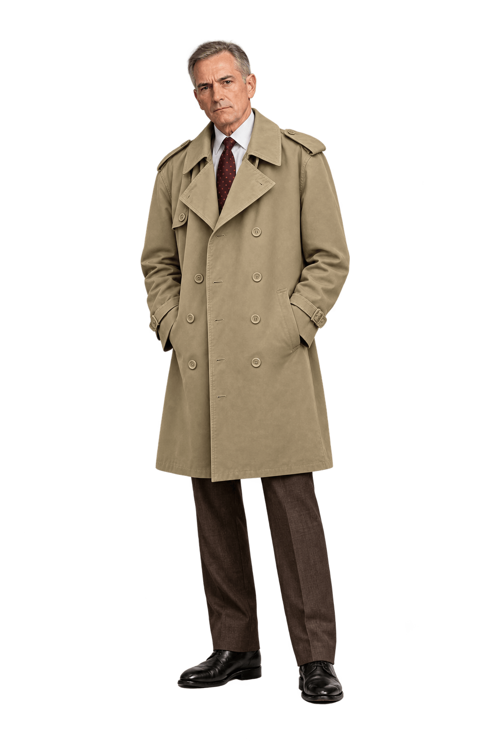 1990s Khaki Beige Cotton-Blend Trench Coat - Model
