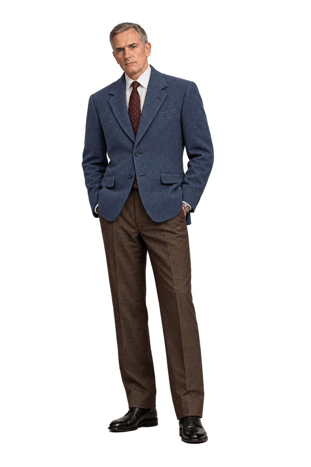 1990s Slate Blue Wool Blend Blazer - Model