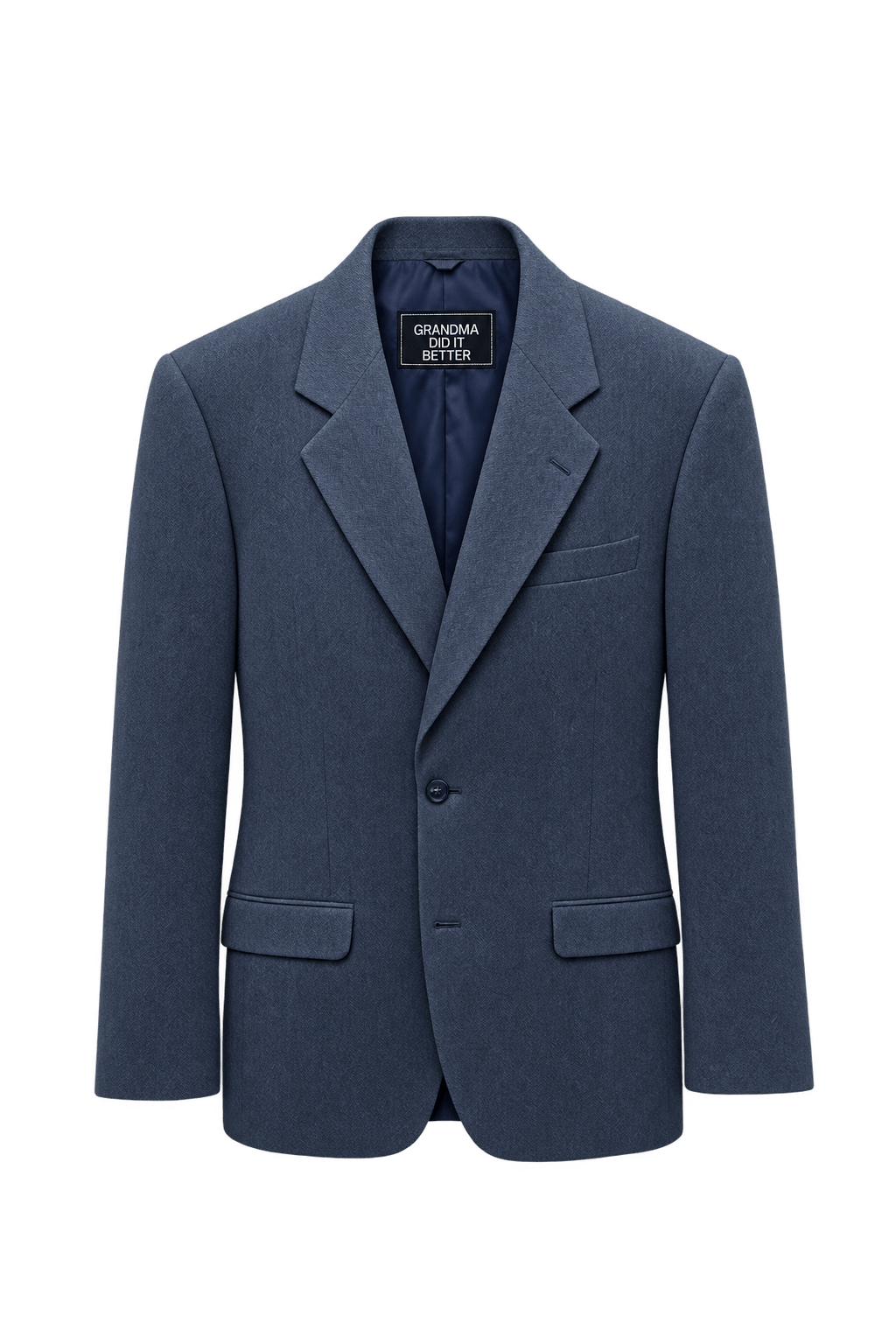 1990s Slate Blue Wool Blend Blazer - Front View