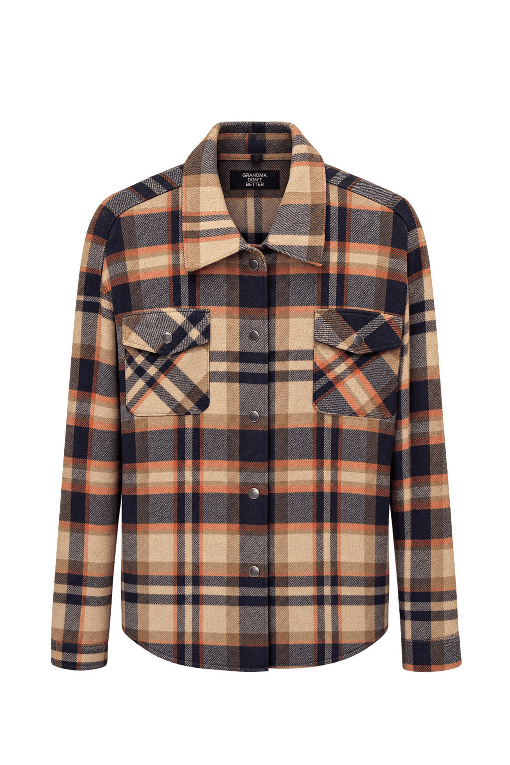 1990s Tan and Navy Blue Textured Woven Jacket - Front View