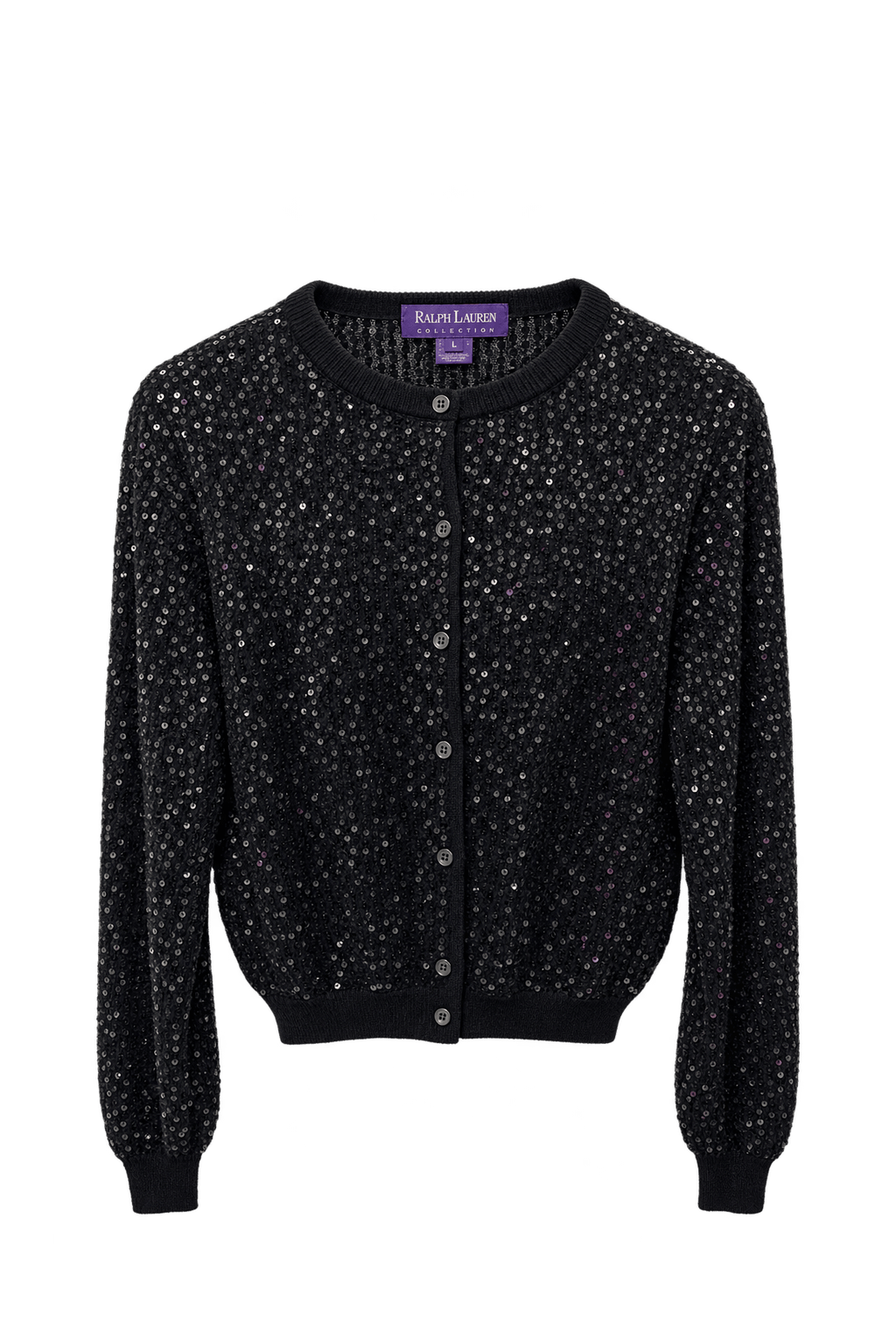 1990s Black Synthetic Knit Cardigan - Front View