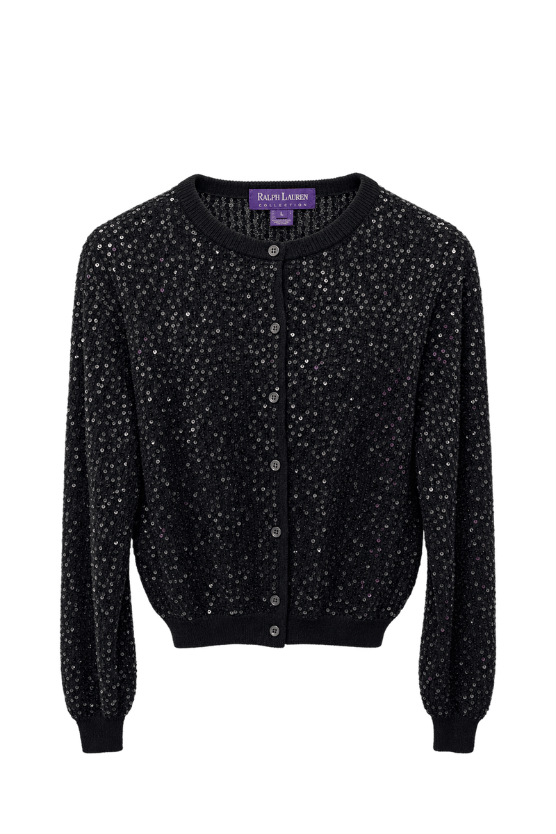 1990s Black Synthetic Knit Cardigan - Front View