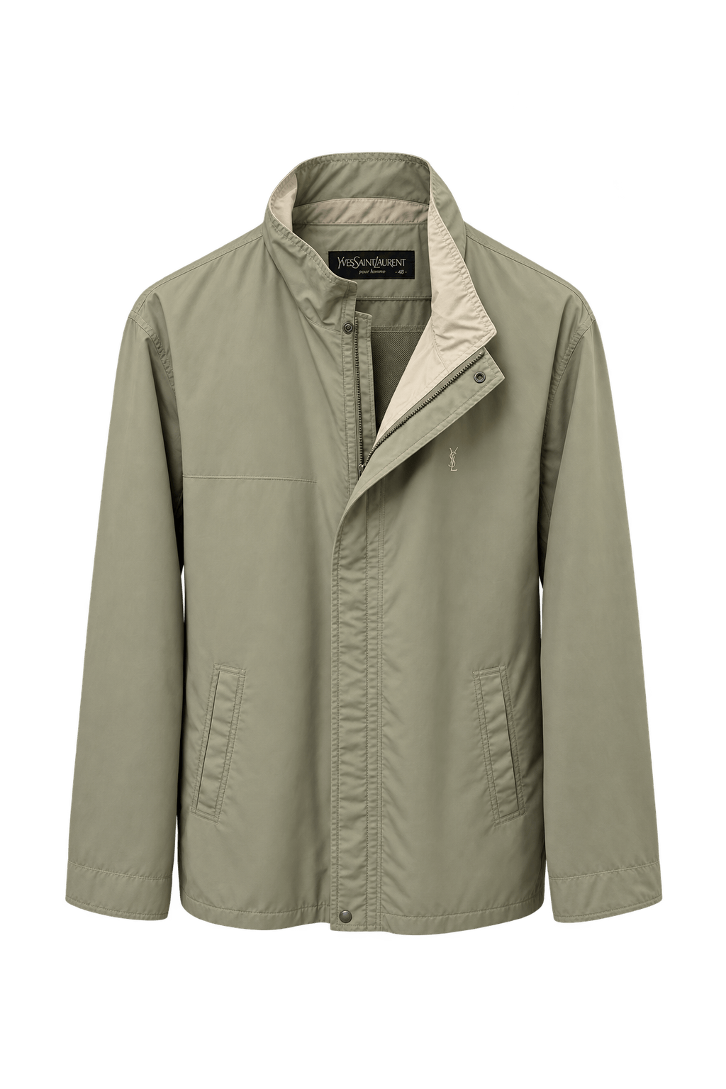 1990s Light Khaki Beige Lightweight Jacket - Front View