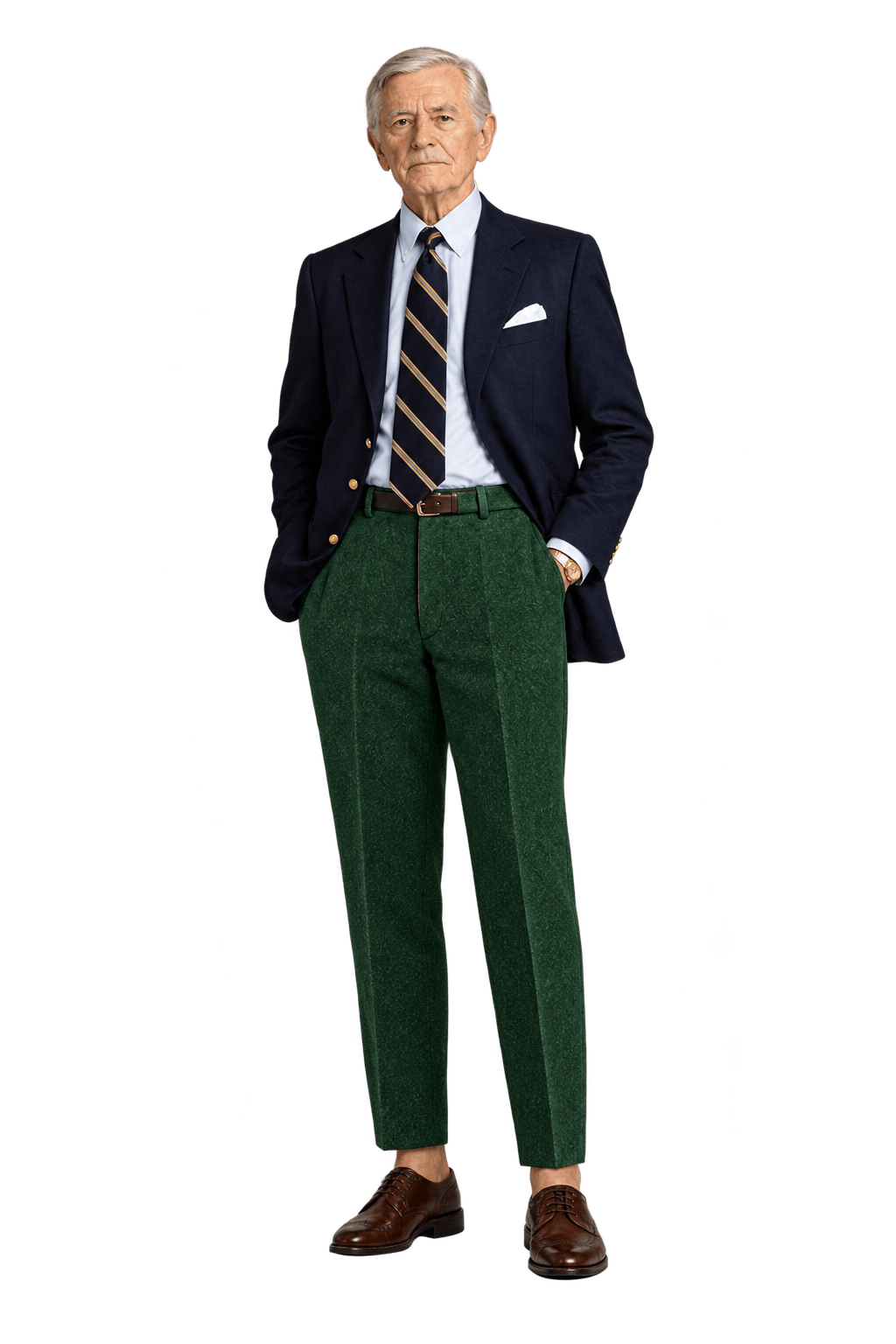1960s Forest Green Wool Trousers - Model
