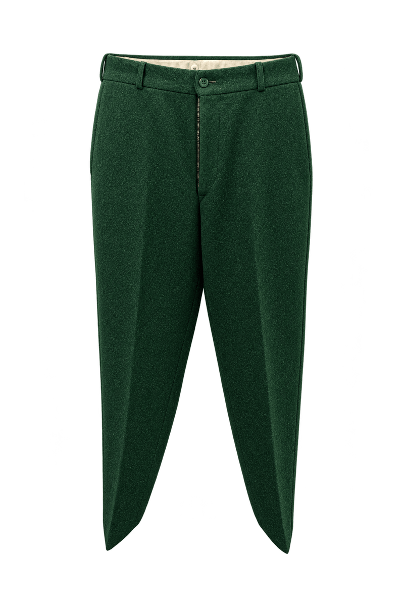 1960s Forest Green Wool Trousers - Front View