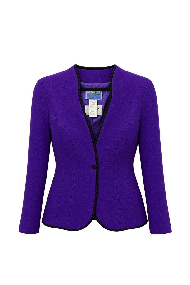 1980s Vivid Violet Purple Textured Blazer - Front View
