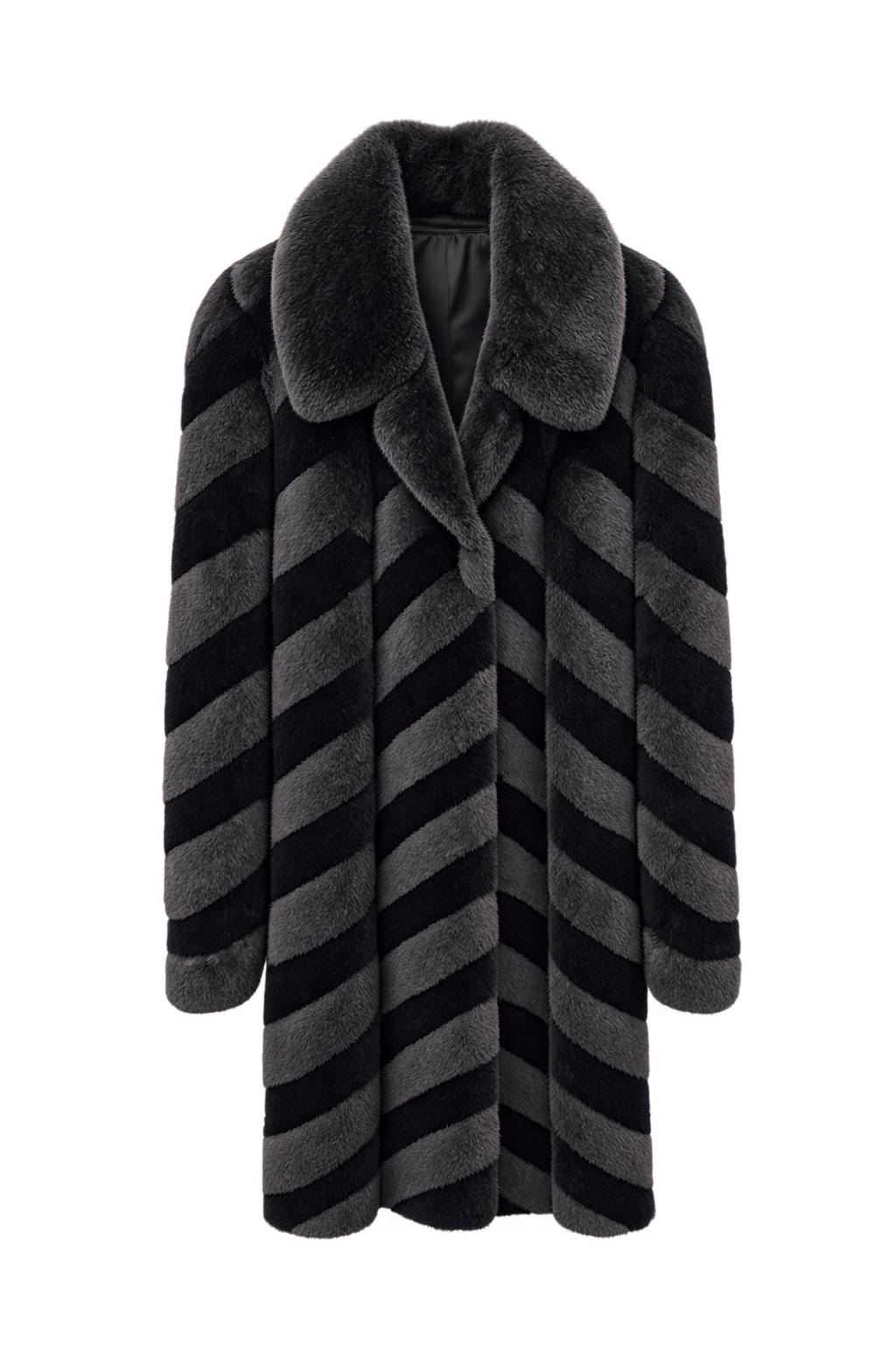 1990s Charcoal Grey Fur Coat - Front View