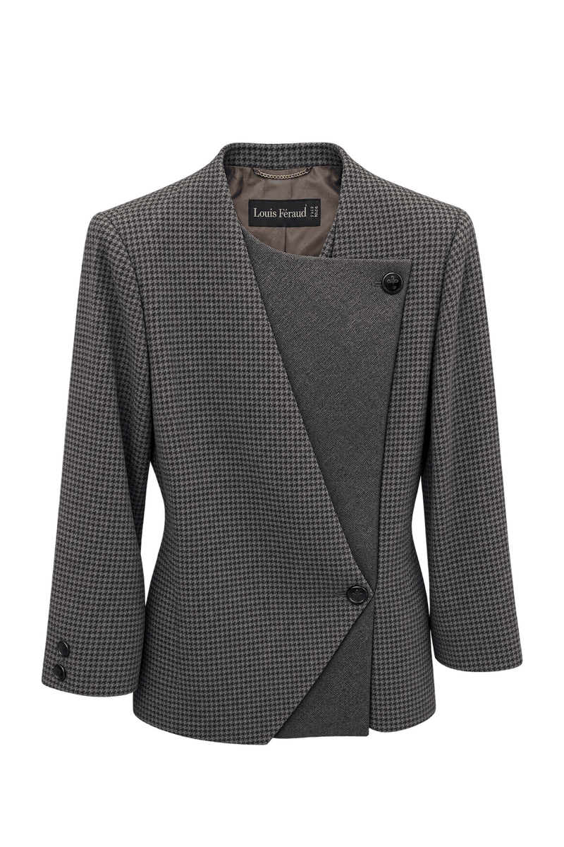 1980s Charcoal Grey Wool Blazer - Front View