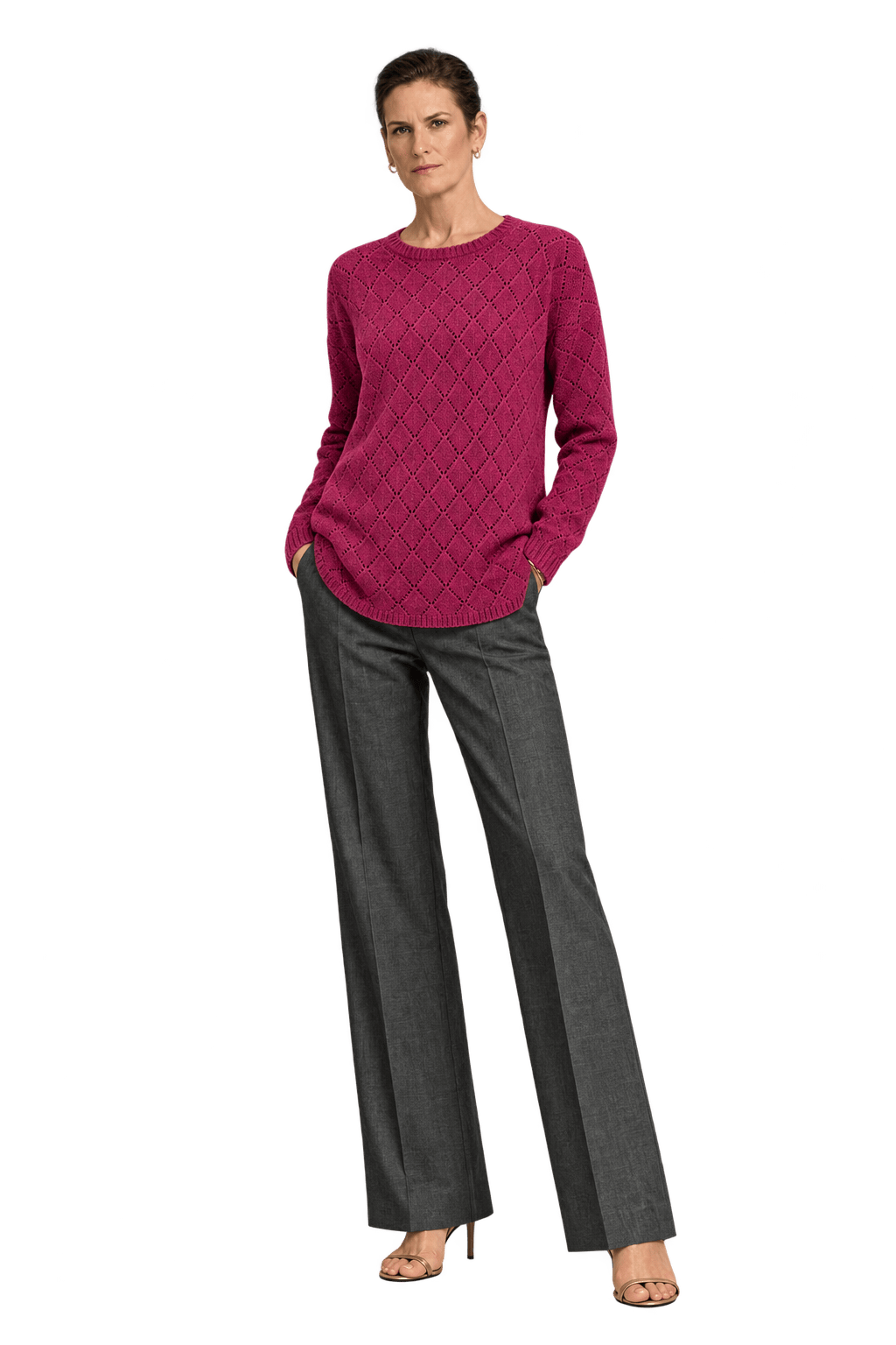 1990s Deep Burgundy Knit Sweater - Model