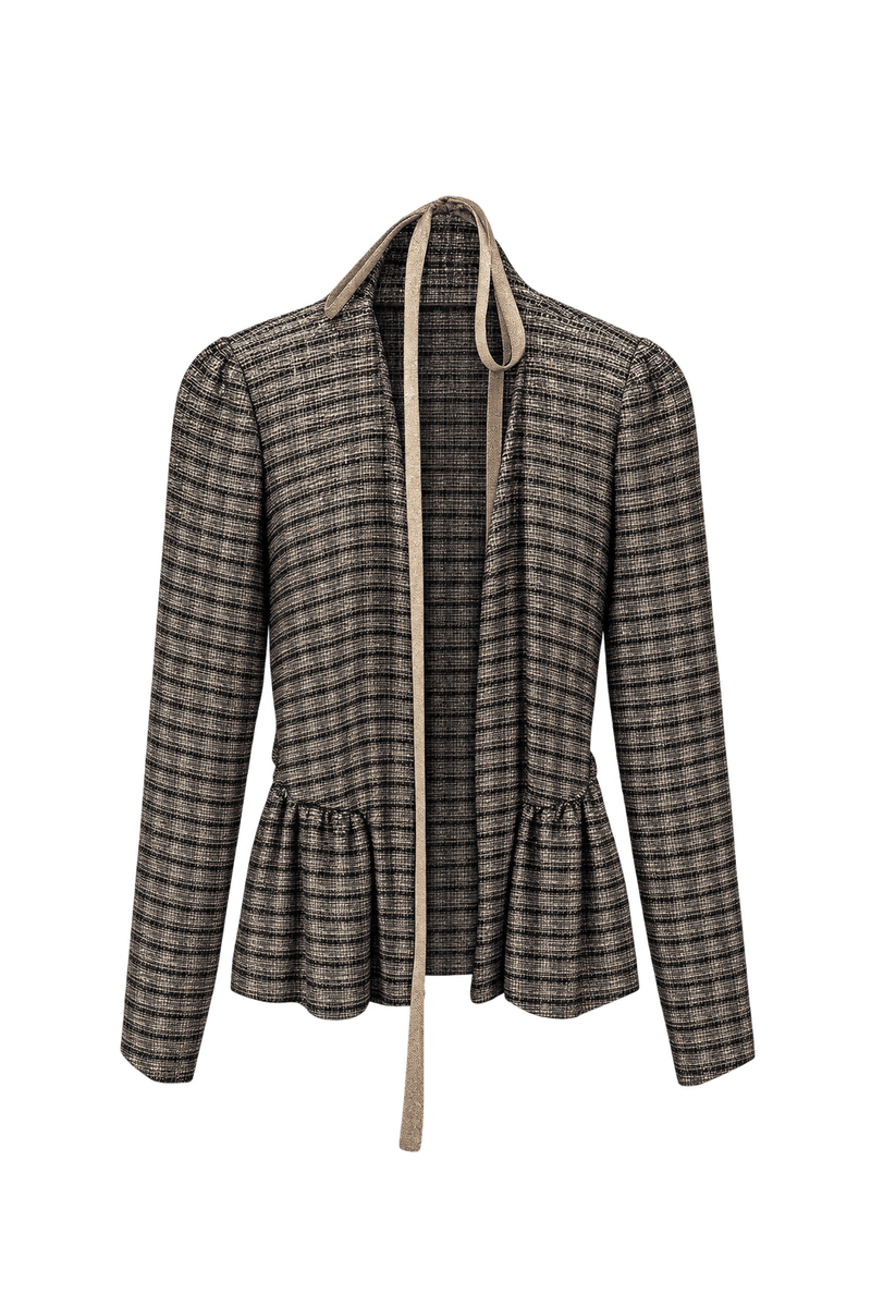 1980s Black and Antique Gold Metallic Jacket - Front View
