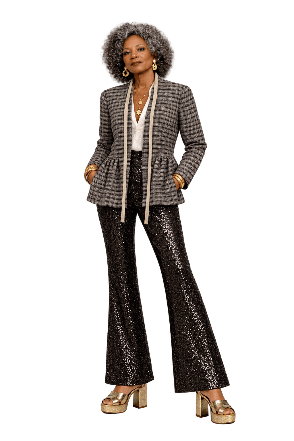 1980s Black and Antique Gold Metallic Jacket - Model