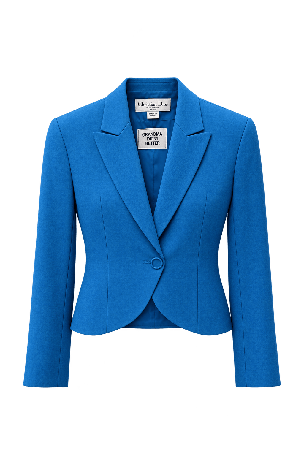 1980s Cobalt Blue Woven Blazer - Front View