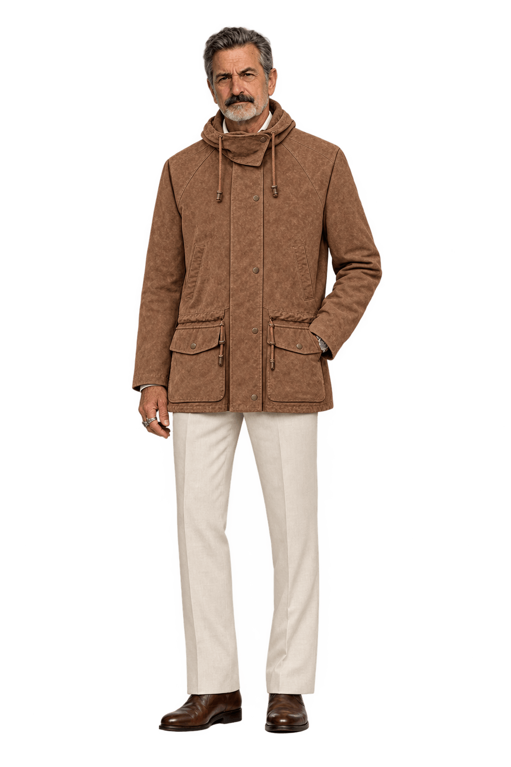 1980s Warm Medium Brown Suede Jacket - Model
