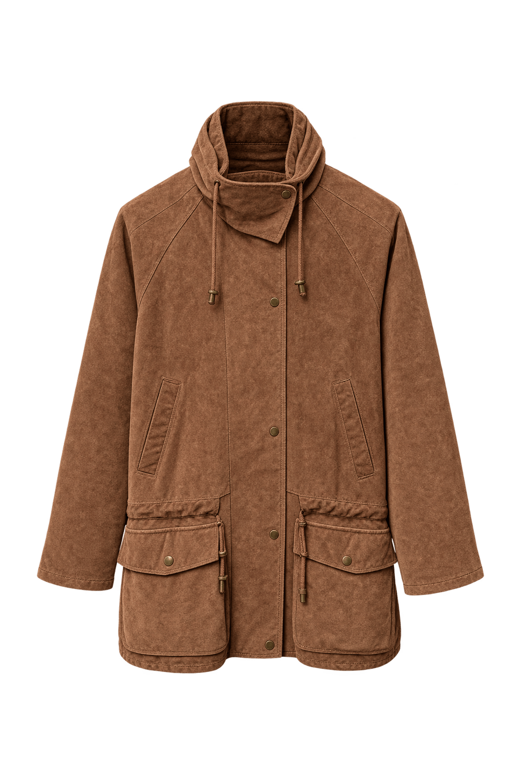 1980s Warm Medium Brown Suede Jacket - Front View