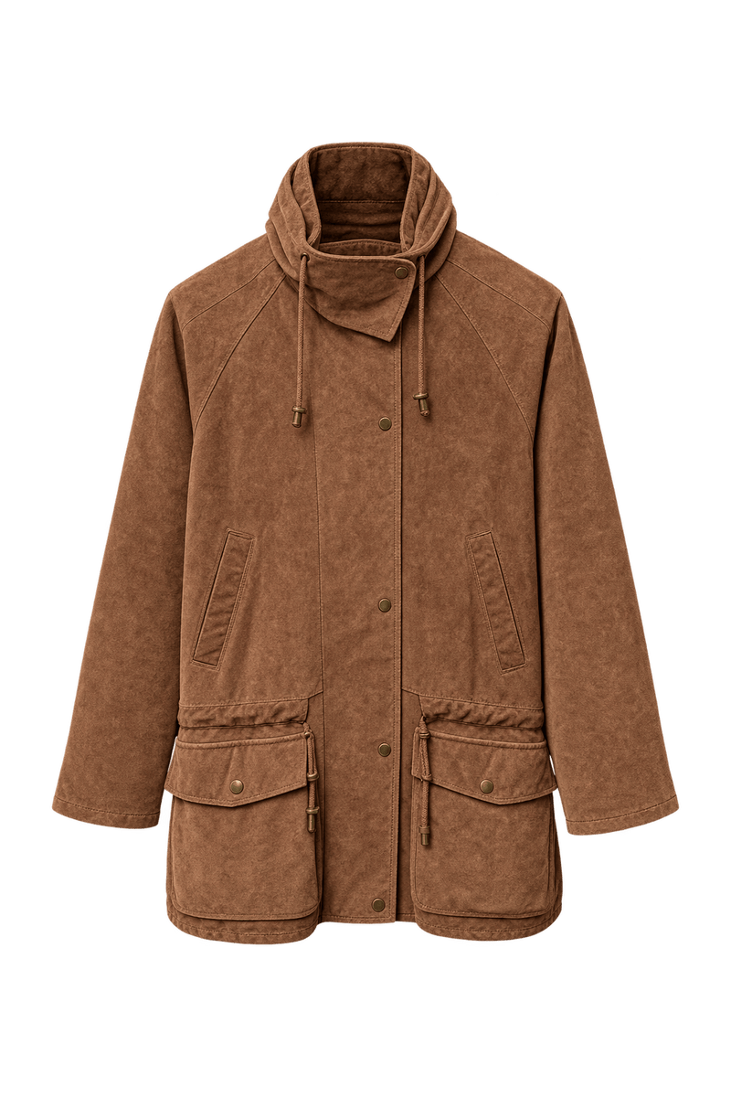 1980s Warm Medium Brown Suede Jacket - Front View