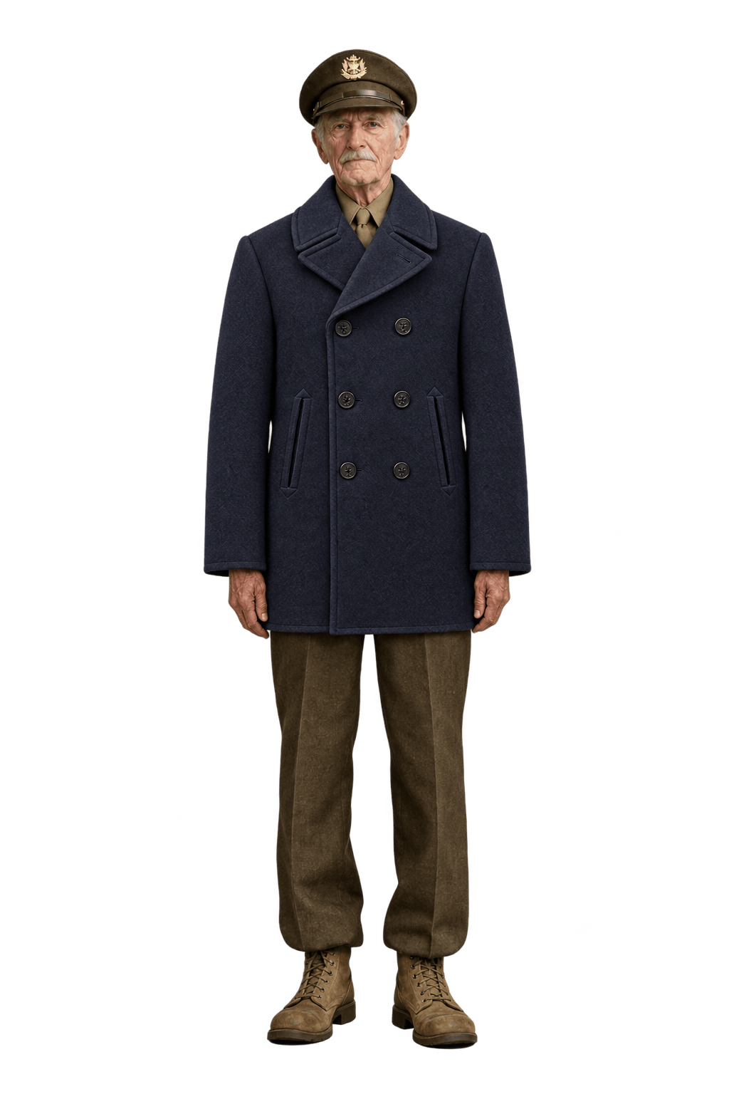 1940s Dark Navy Blue Wool Coat - Model