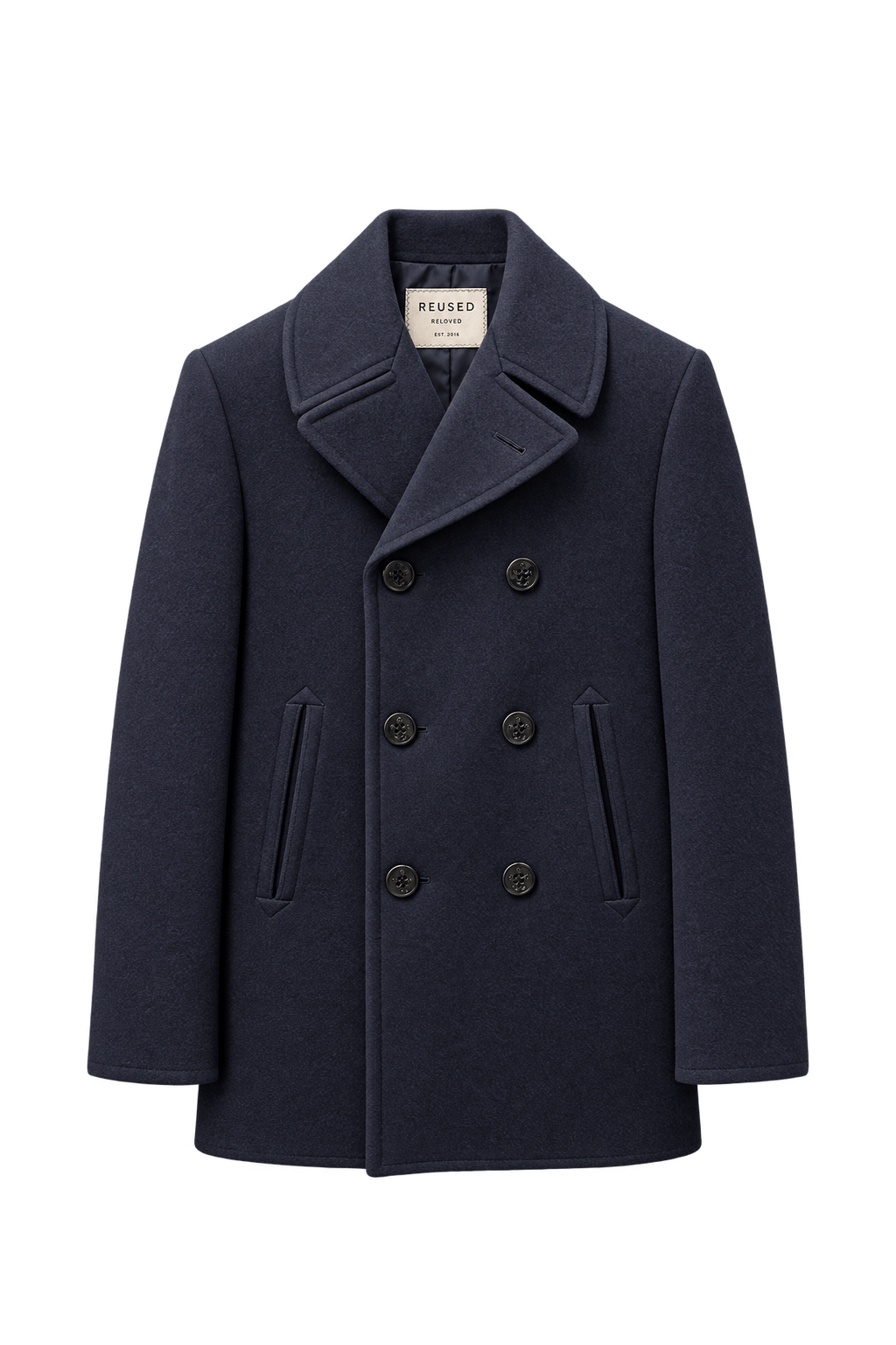 1940s Dark Navy Blue Wool Coat - Front View