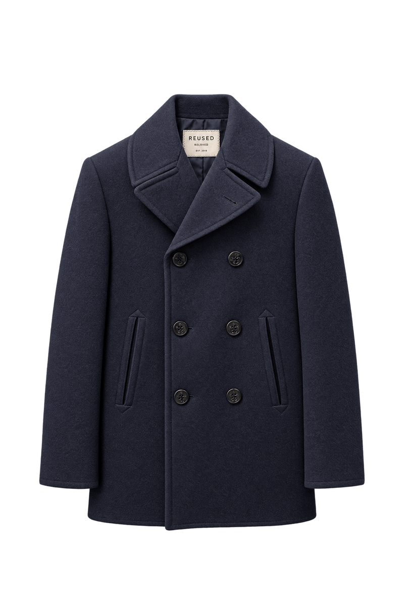1940s Dark Navy Blue Wool Coat - Front View