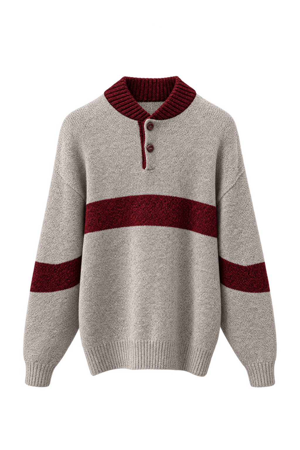 1980s Heathered Oatmeal Gray Wool Sweater - Front View