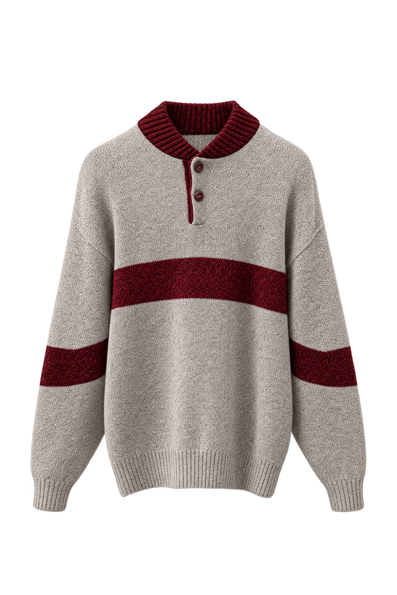 1980s Heathered Oatmeal Gray Wool Sweater - Front View