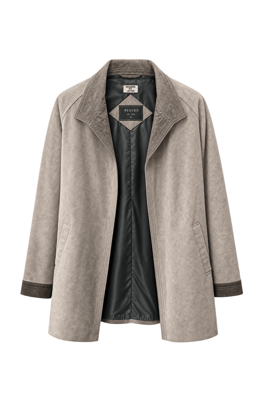 1980s Taupe Gray Suede Jacket - Front View