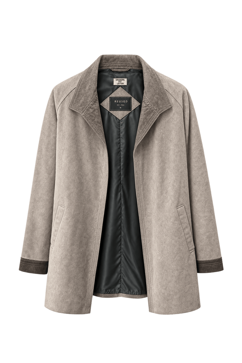 1980s Taupe Gray Suede Jacket - Front View