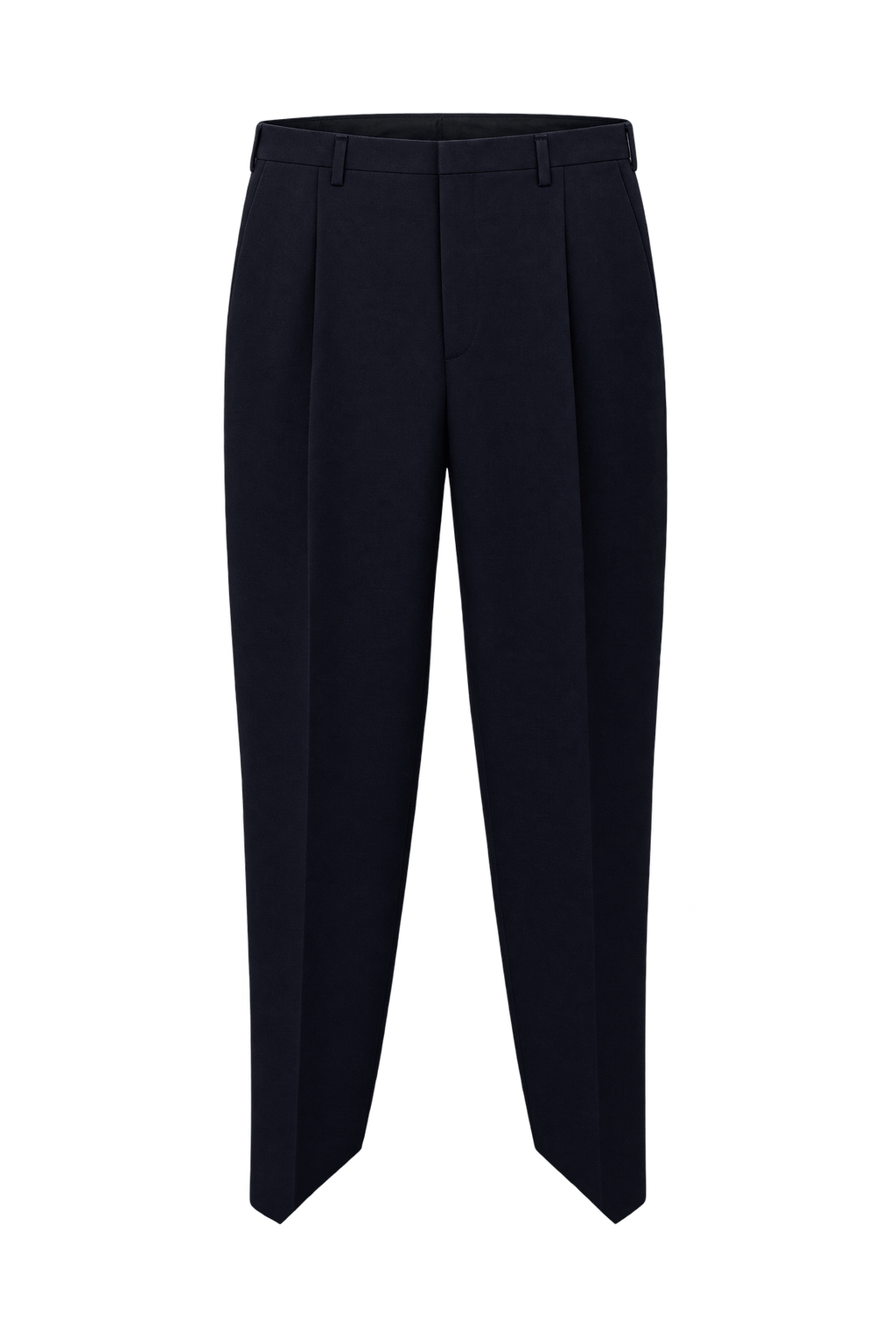 1980s Very Dark Navy Wool Trousers - Front View