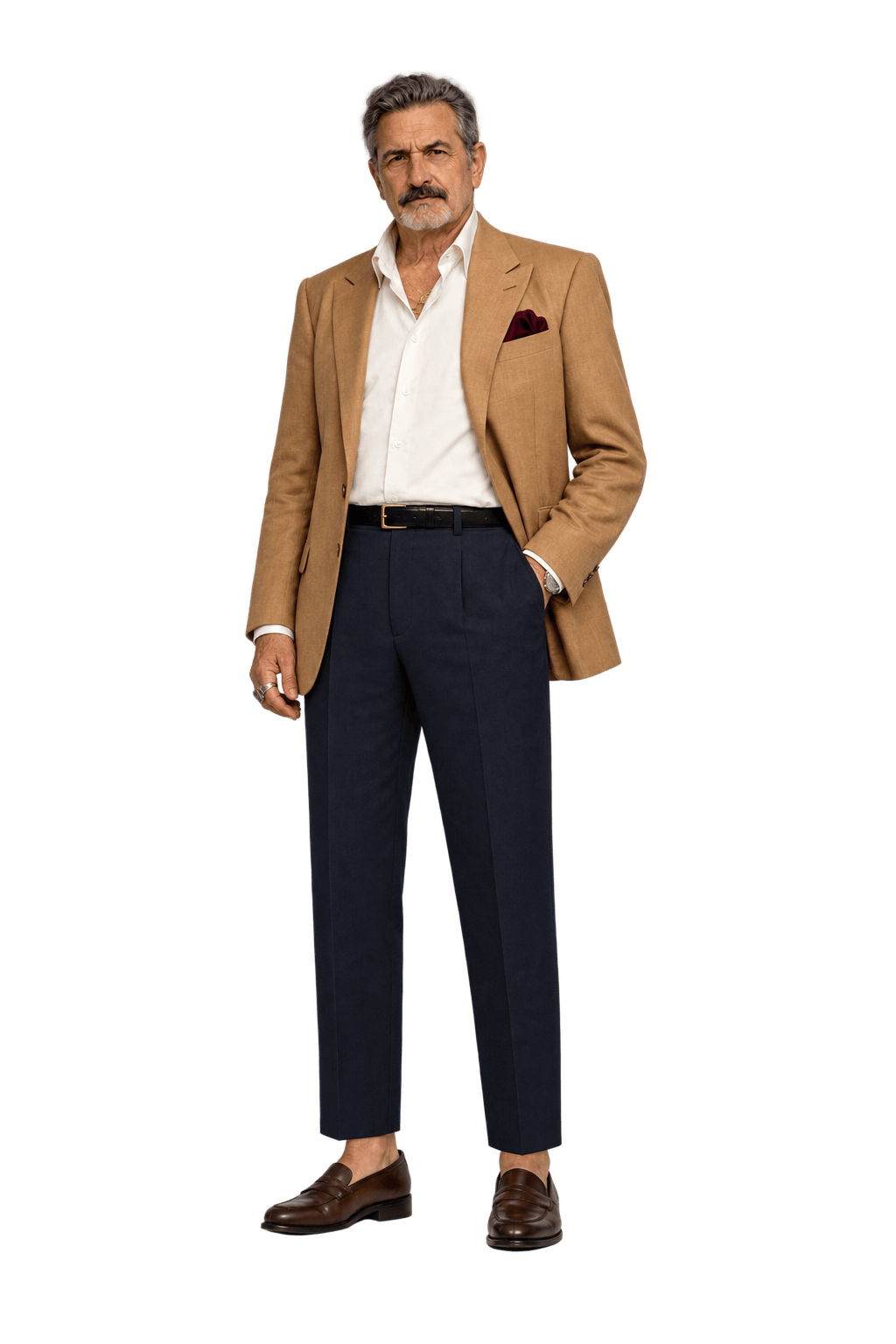 1980s Very Dark Navy Wool Trousers - Model