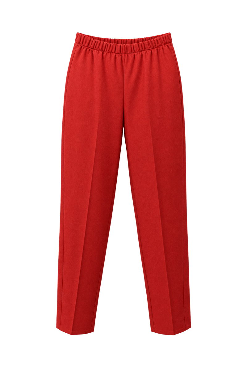 1980s Bright Red Unverified Lightweight Woven Trousers - Front View