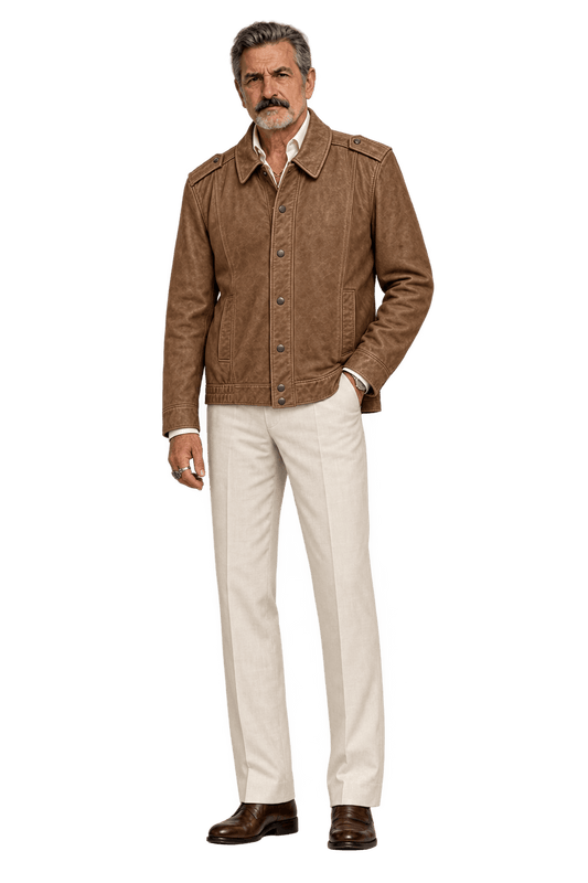 1980s Medium Brown Leather Jacket - Model