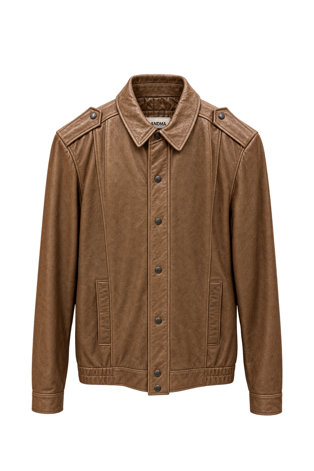 1980s Medium Brown Leather Jacket - Front View