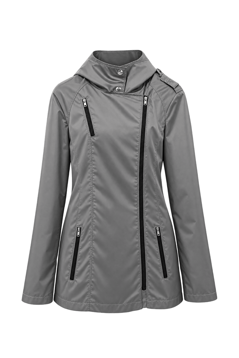 1990s Silver Gray Synthetic Fabric Jacket - Front View