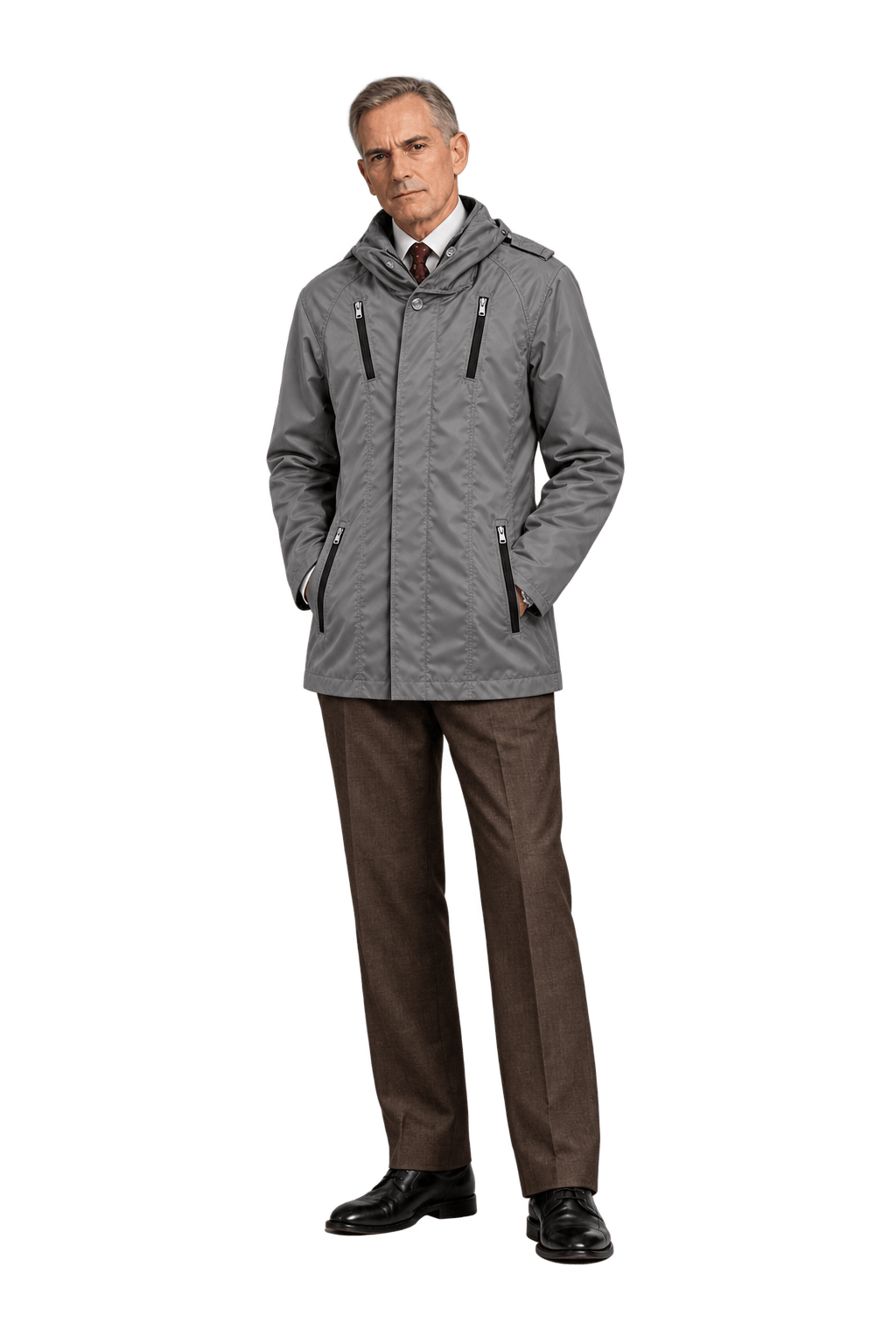 1990s Silver Gray Synthetic Fabric Jacket - Model