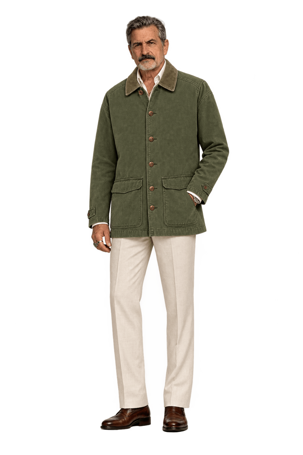 1980s Olive Green Cotton Jacket - Model
