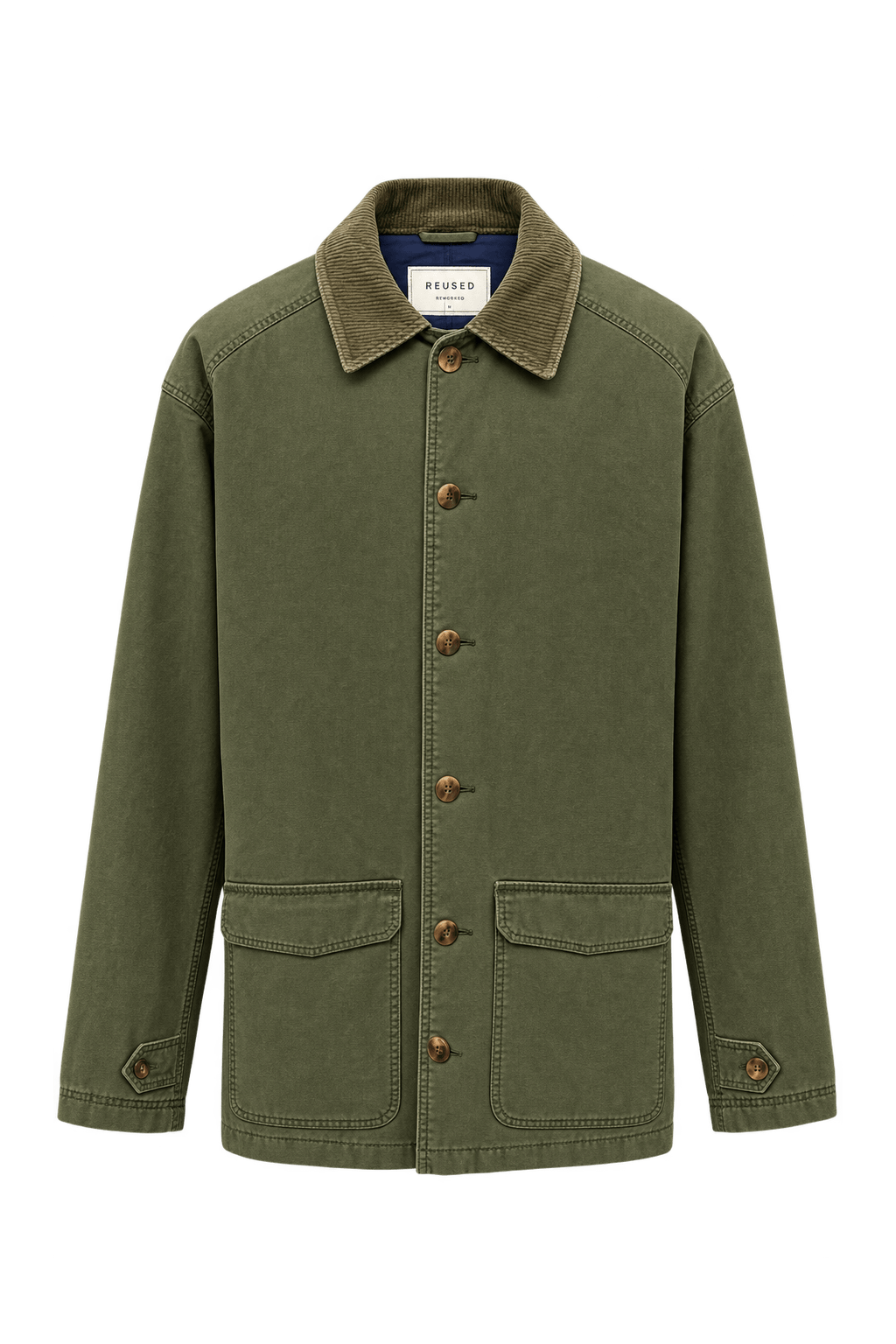 1980s Olive Green Cotton Jacket - Front View