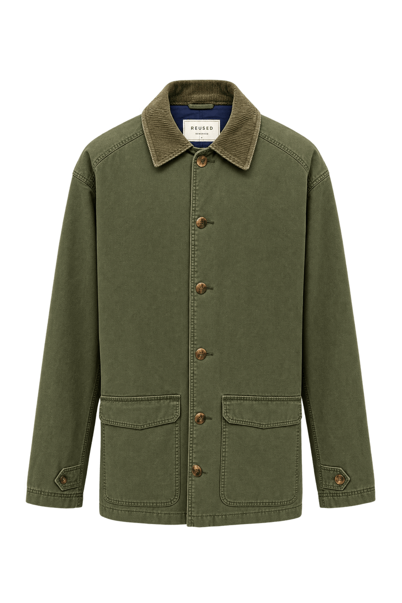 1980s Olive Green Cotton Jacket - Front View