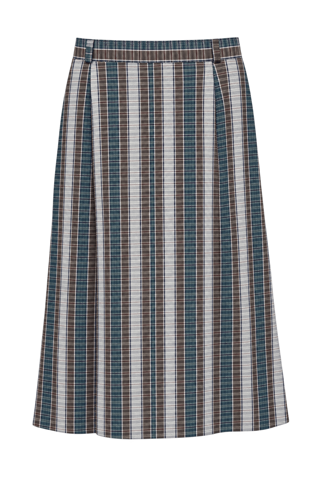 1970s Blue-Green Woven Skirt - Front View