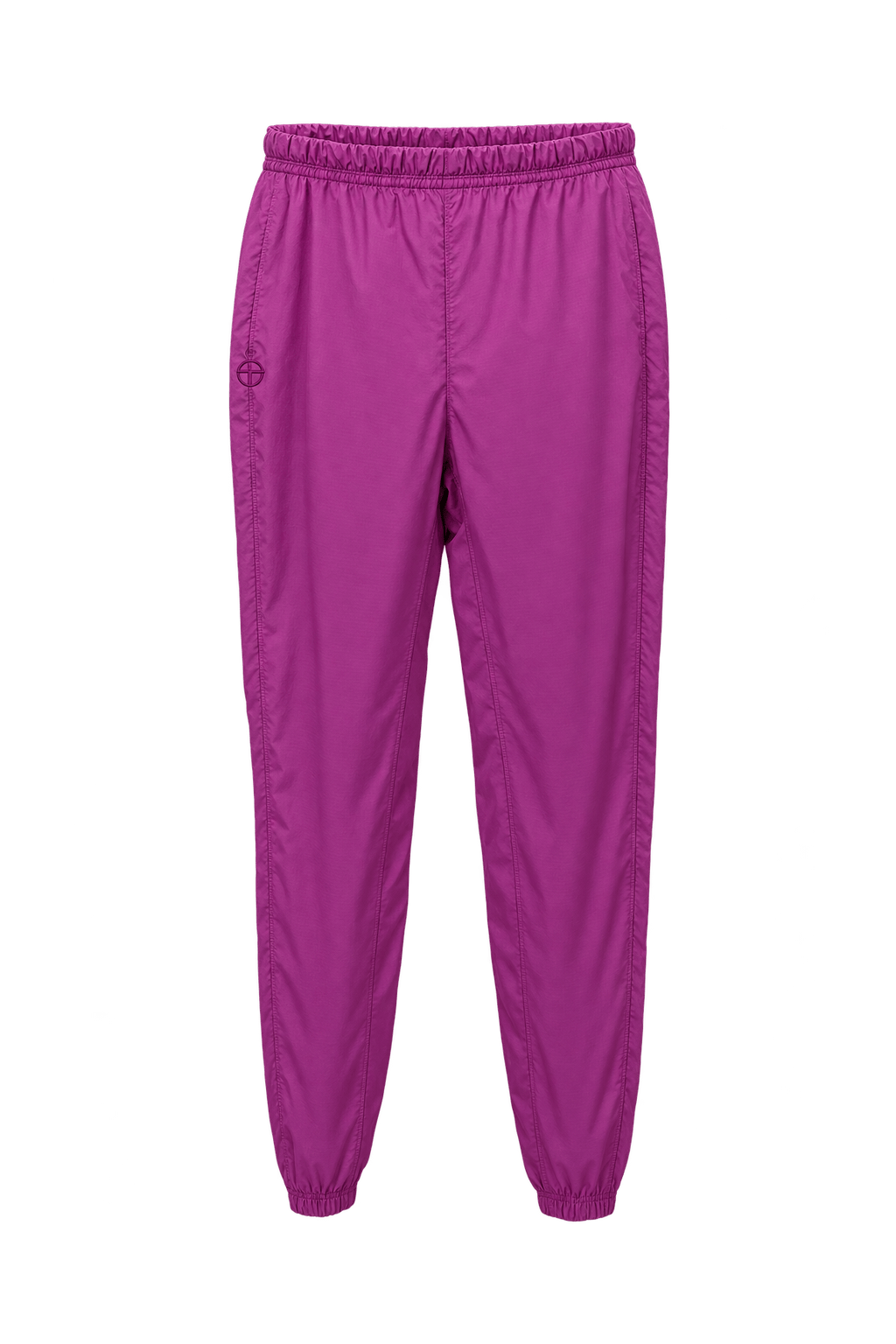 1980s Bright Magenta Purple Nylon Pants - Front View
